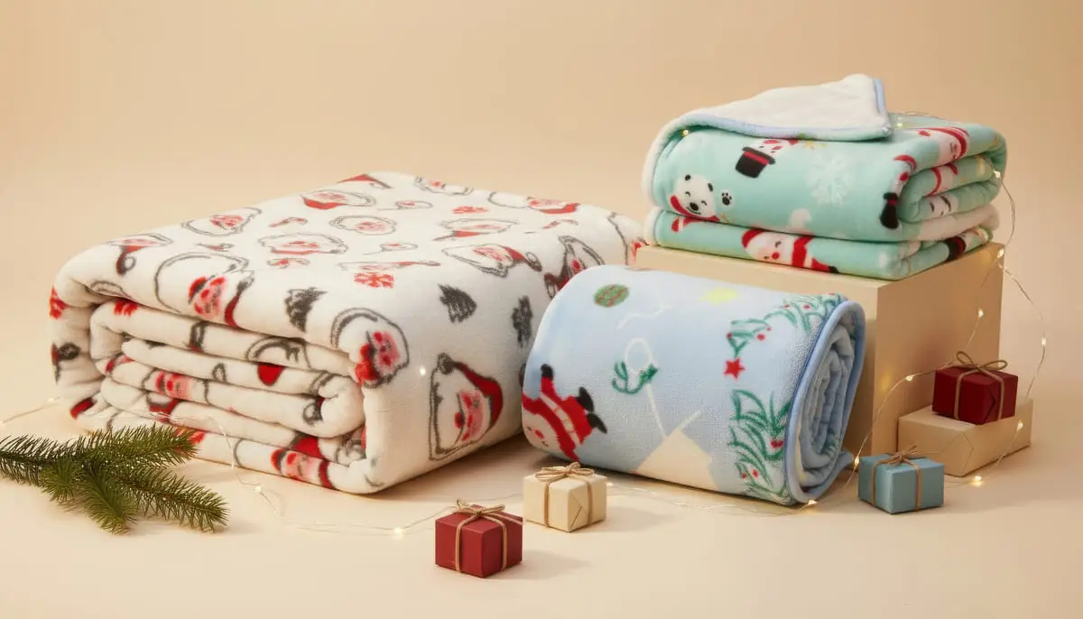 Christmas printed blankets with Santa snowman and holiday patterns